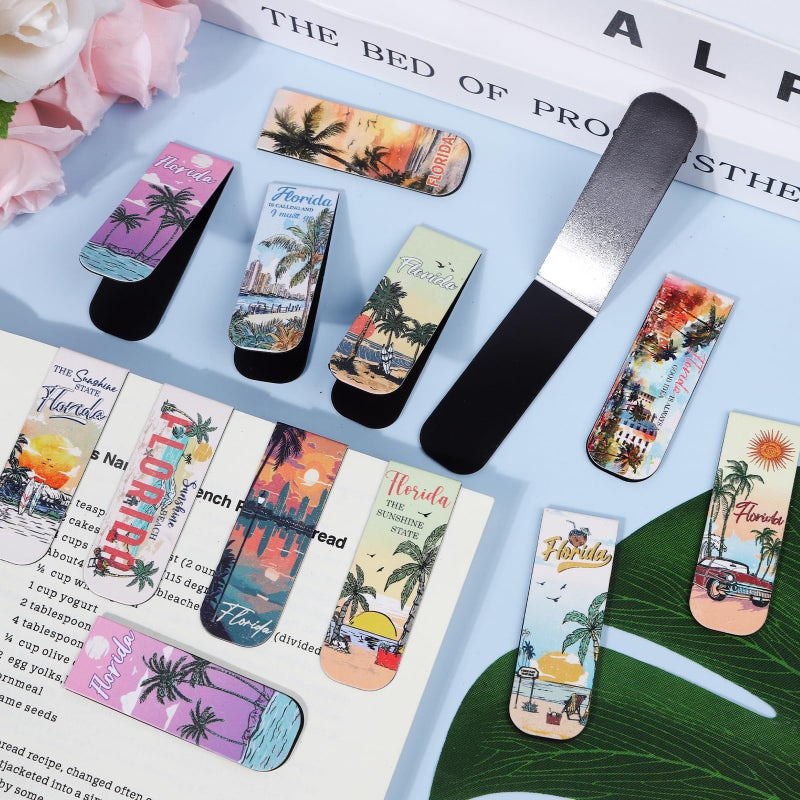 Wxiben Florida Magnetic Bookmark Gifts - 48PCS Traveling City Magnetic Bookmarks USA City Book Marks Page Magnets Marker Clip for Women Book Lovers Traveler Students Teacher Florida Souvenirs Gift - Image 4