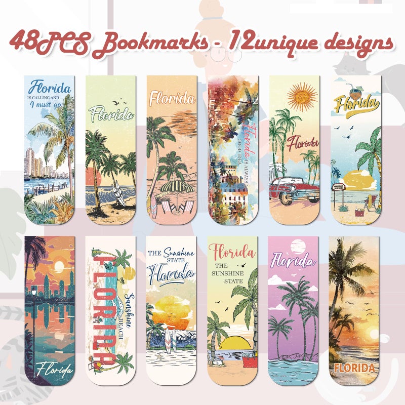 Wxiben Florida Magnetic Bookmark Gifts - 48PCS Traveling City Magnetic Bookmarks USA City Book Marks Page Magnets Marker Clip for Women Book Lovers Traveler Students Teacher Florida Souvenirs Gift - Image 3