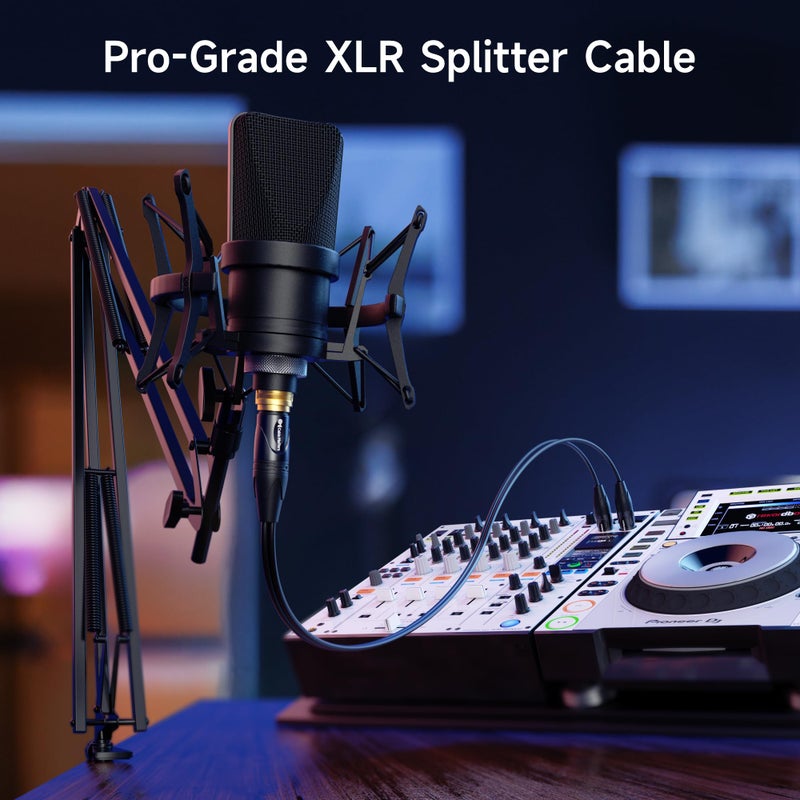 Cable Matters Balanced XLR Splitter Cable - 1.5ft / 0.5m, XLR Y Cable 2 Male to 1 Female - Image 2