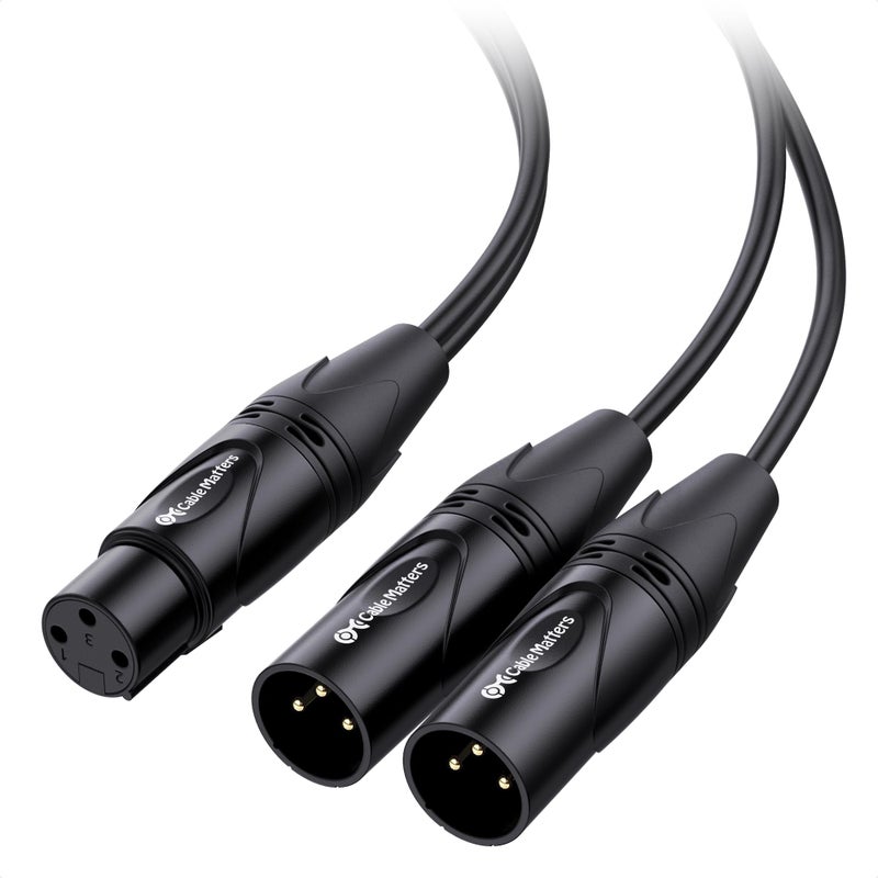Cable Matters Balanced XLR Splitter Cable - 1.5ft / 0.5m, XLR Y Cable 2 Male to 1 Female - Image 1