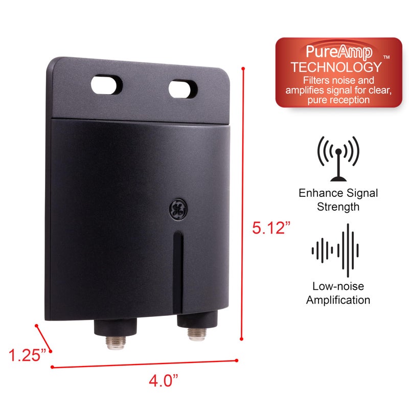 GE Pro Outdoor Antenna Amplifier, Low Noise Antenna Signal Booster, Clears Up Pixelated Low-Strength Channels, Supports HD Smart TV VHF UHF â€“ 42179 - Image 3