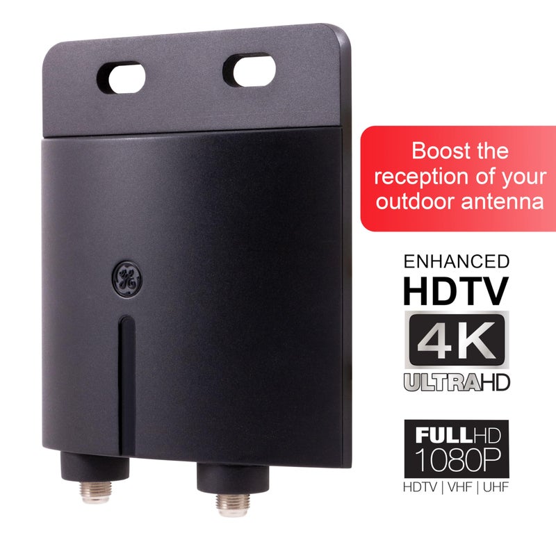 GE Pro Outdoor Antenna Amplifier, Low Noise Antenna Signal Booster, Clears Up Pixelated Low-Strength Channels, Supports HD Smart TV VHF UHF â€“ 42179 - Image 2