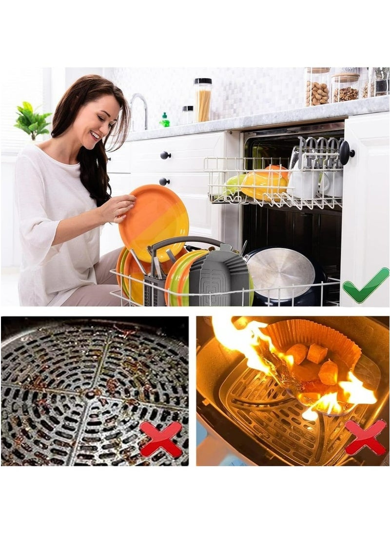 3 Pack Air Fryer Silicone Liners Air Fryer Silicone Pot Reusable Food Grade Silicone Airfryer Liners Baking Basket Accessories Replacement of Flammable Disposable Parchment Paper (Square)  - Image 4