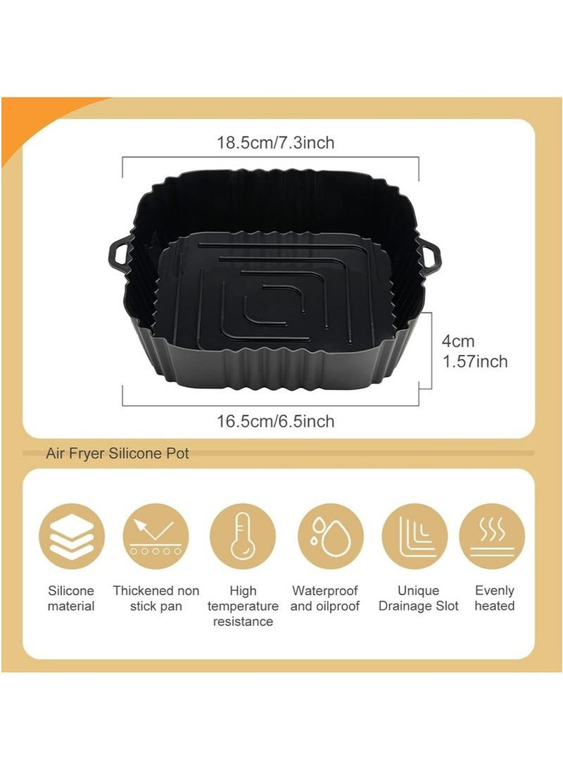 3 Pack Air Fryer Silicone Liners Air Fryer Silicone Pot Reusable Food Grade Silicone Airfryer Liners Baking Basket Accessories Replacement of Flammable Disposable Parchment Paper (Square)  - Image 3