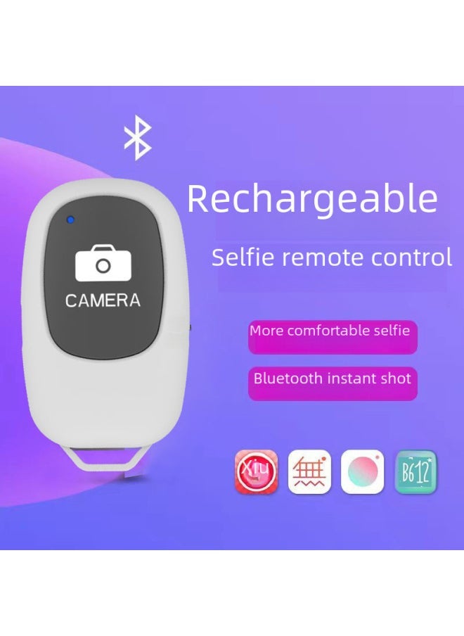 Rechargeable Wireless Bluetooth Selfie Device Mobile Phone Remote Controller Live Broadcast Photography Shutter Controller-Color:White-boutique Bag (including Charging Line) - Image 2