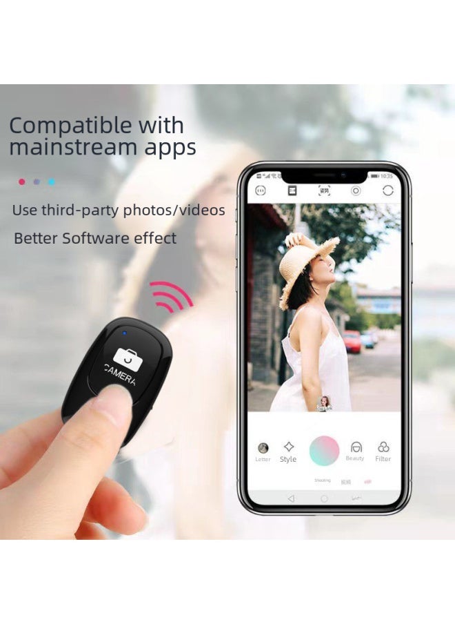 Rechargeable Wireless Bluetooth Selfie Device Mobile Phone Remote Controller Live Broadcast Photography Shutter Controller-Color:White-boutique Bag (including Charging Line) - Image 4
