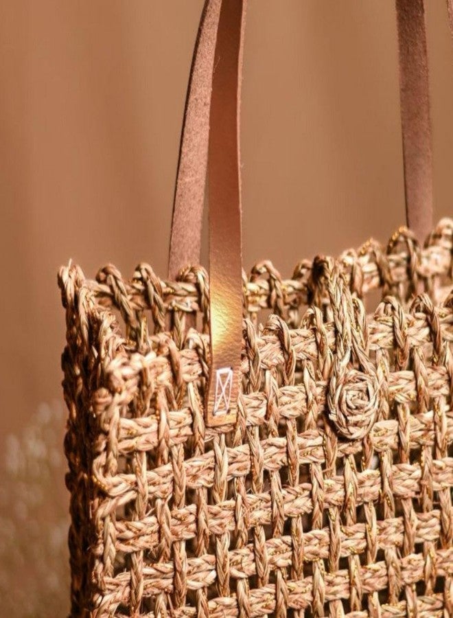 KADAM HAAT Handmade Sabai Zari Mesh Bag (Large) - Image 5