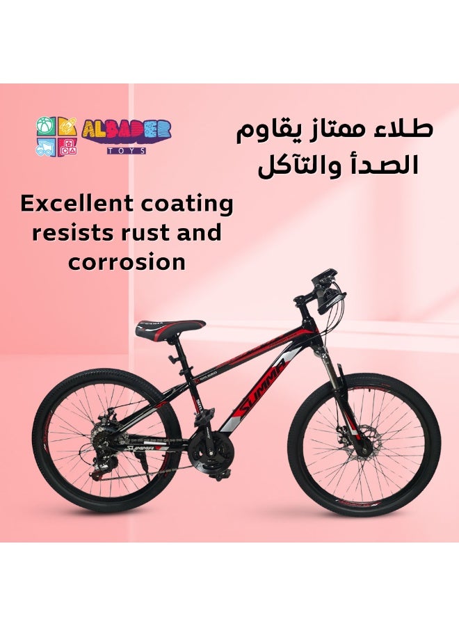 ALBADER 24-Inch Speed Bike, Sport Bicycle, 21-Speed Gears, Front & Rear Disc Brakes, Adjustable Seat & Handle, Steel Frame, Aluminum Crank & Handles, Mountain & Outdoor Cycling - Image 5