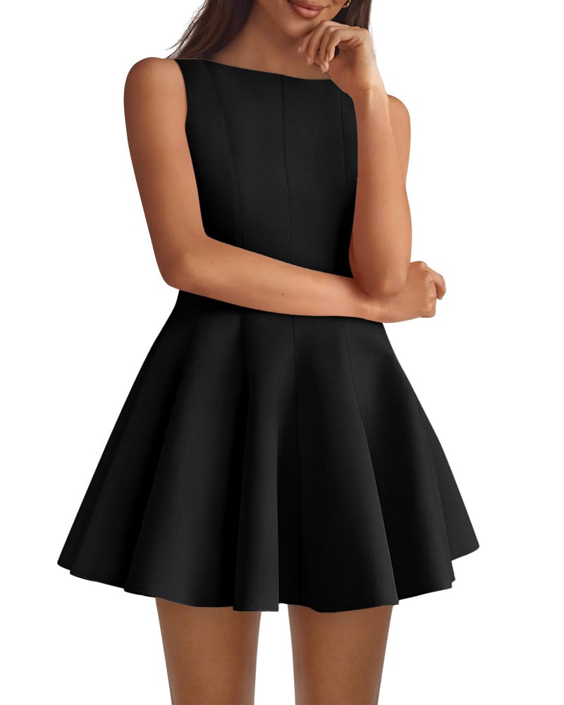 BTFBM Spring Dresses for Women 2026 Elegant Classy A Line Casual Graduation Business Work Party Cocktail Short Dress(Black, Small) - Image 1
