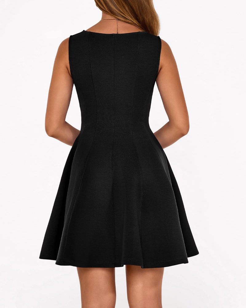 BTFBM Spring Dresses for Women 2026 Elegant Classy A Line Casual Graduation Business Work Party Cocktail Short Dress(Black, Small) - Image 2