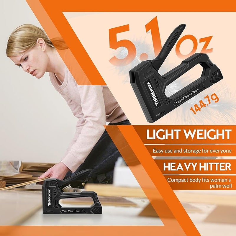 THINKWORK - Black Upholstery Staple Gun for Wood with 1600 Pieces JT21 Staples 1/4, 5/16, 3/8 and Staple Remover, Fabric Stapler Gun for Crafts, Use - Image 4