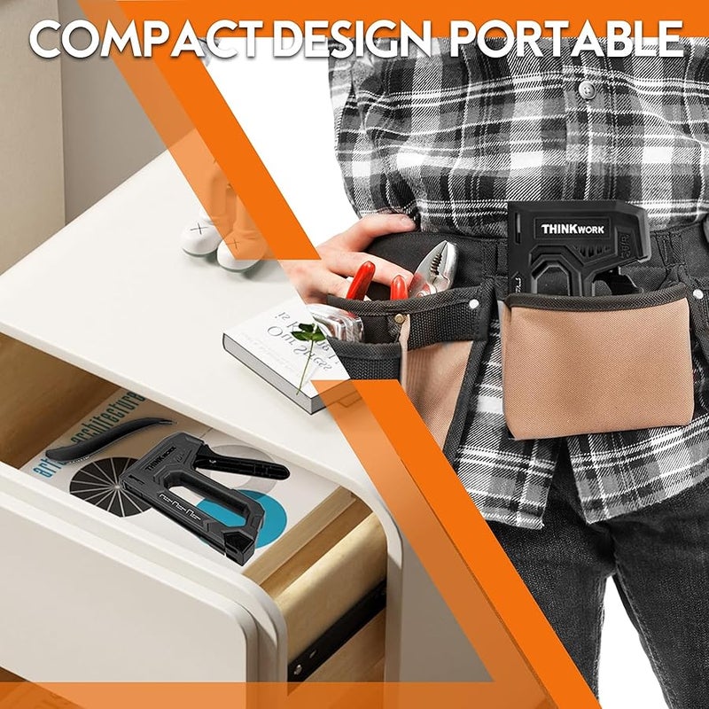 THINKWORK - Black Upholstery Staple Gun for Wood with 1600 Pieces JT21 Staples 1/4, 5/16, 3/8 and Staple Remover, Fabric Stapler Gun for Crafts, Use - Image 5