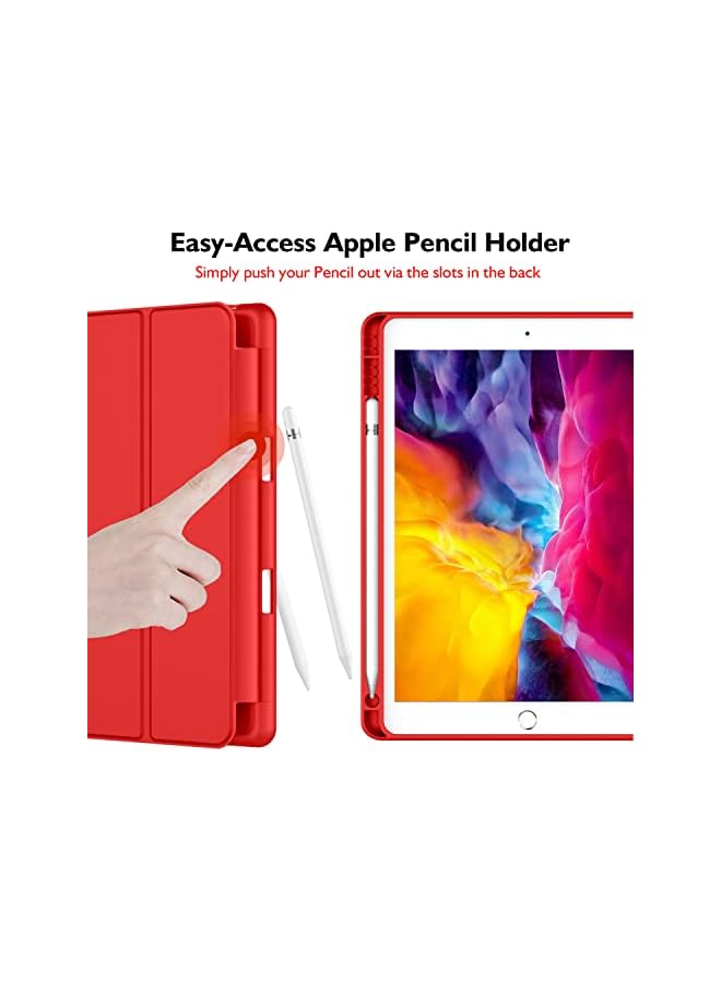 DUSALA iPad 9.7 Case (2018/2017 Model, 6th/5th Generation), Smart Cover with Pencil Holder and Soft Baby Skin Silicone Back and Full Body Protection, Auto Wake/Sleep Cover (Red) - Image 2