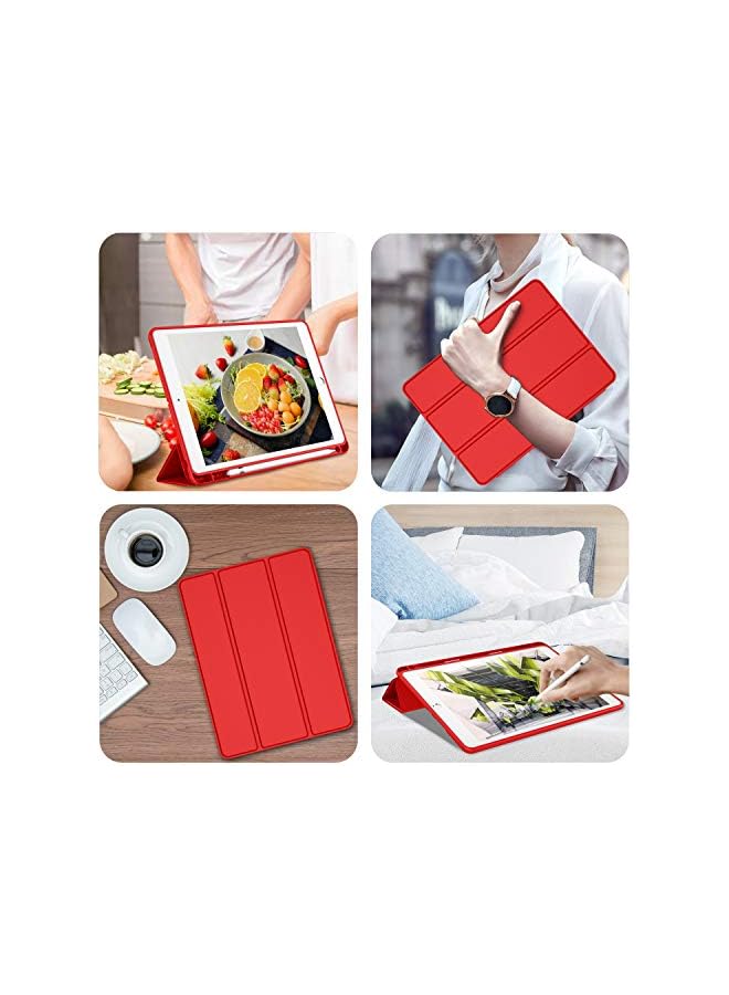 DUSALA iPad 9.7 Case (2018/2017 Model, 6th/5th Generation), Smart Cover with Pencil Holder and Soft Baby Skin Silicone Back and Full Body Protection, Auto Wake/Sleep Cover (Red) - Image 5