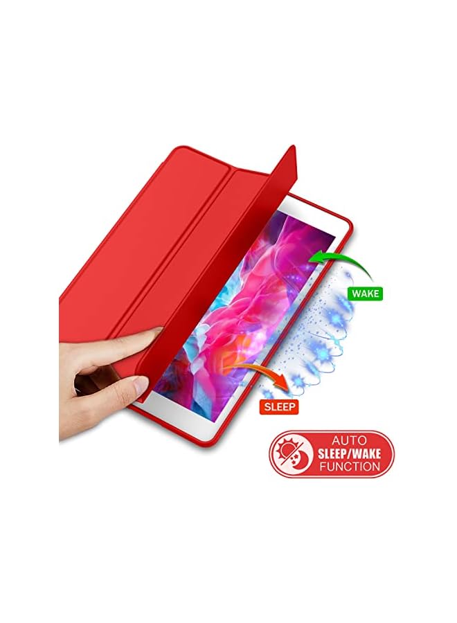 DUSALA iPad 9.7 Case (2018/2017 Model, 6th/5th Generation), Smart Cover with Pencil Holder and Soft Baby Skin Silicone Back and Full Body Protection, Auto Wake/Sleep Cover (Red) - Image 4