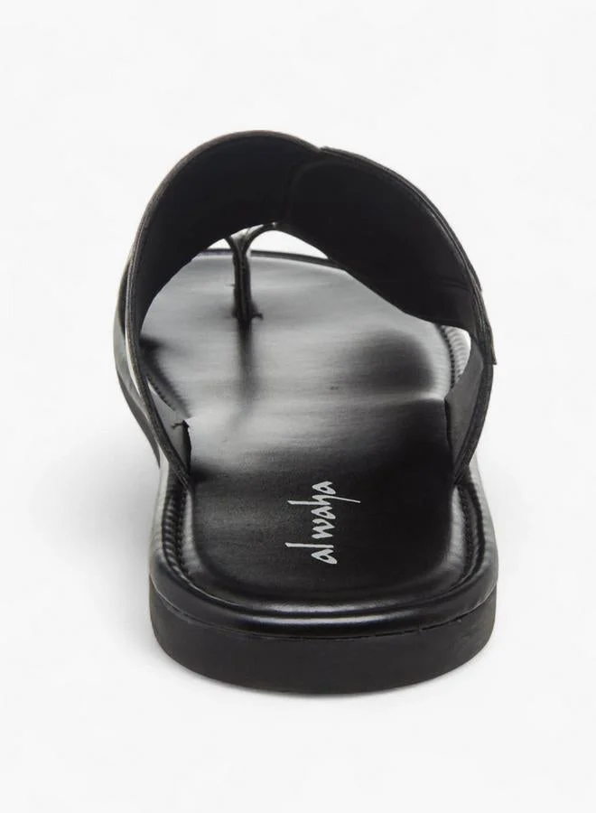 Al Waha Black Men Toe Loop  Arabic Sandals Ramadan Collection for Men | Best Price UAE