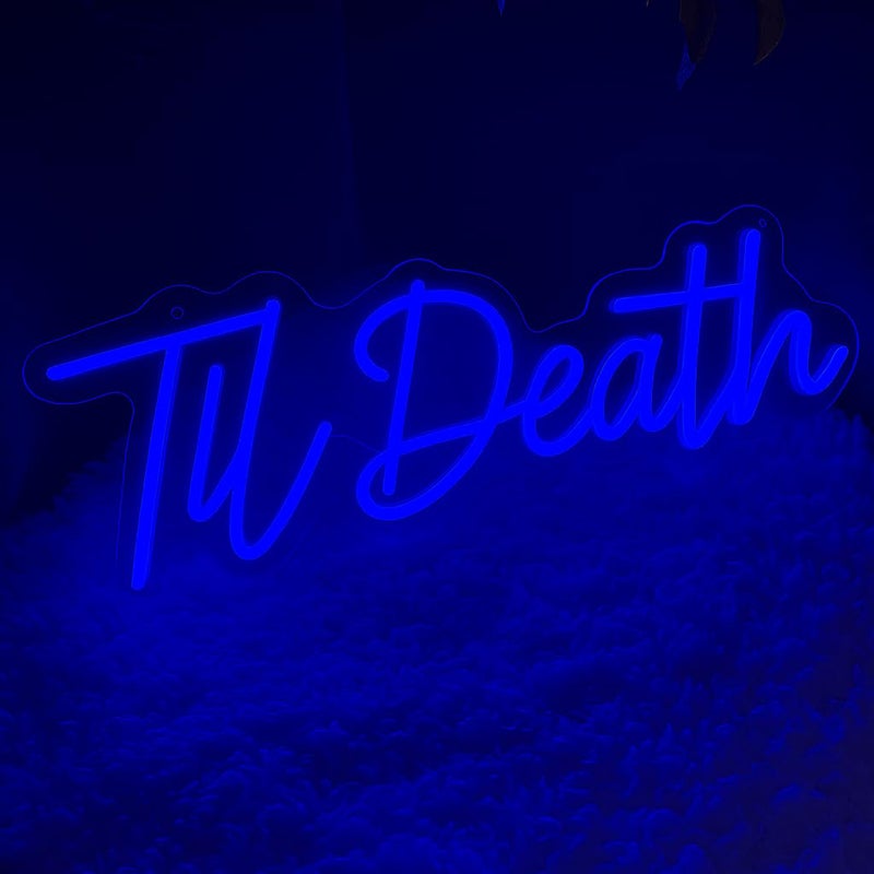 Horoof Home 'Til Death' Blue Neon LED Wall Light - 40 x 14.6 cm Acrylic Decor for Weddings and Events - Image 1