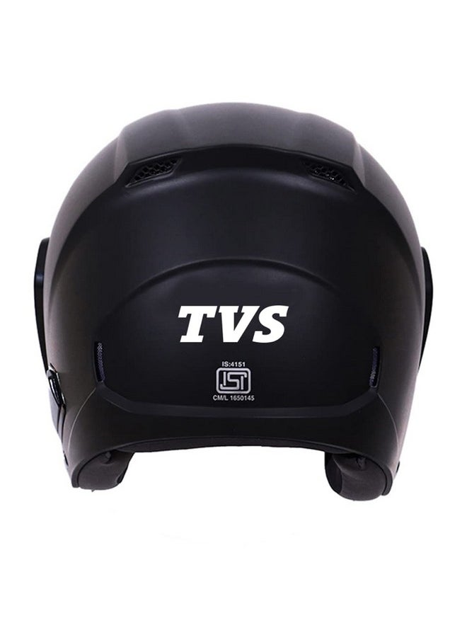 تي فيز خوذة TVS مفتوحة الوجه للرجال والنساء، معتمدة من ISI DOT، بلمسة نهائية غير لامعة، وواقي شفاف، مقاس كبير، لون أسود  - Image 4