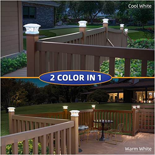 APONUO Solar Post Cap Lights 8 Pack with 1000mAh Battery - for 4x4 5x5 6x6 Fences, Larger Size & Longer Lasting, 2-Mode, IP64 Waterproof, for Deck Patio Yard (White) - Image 2