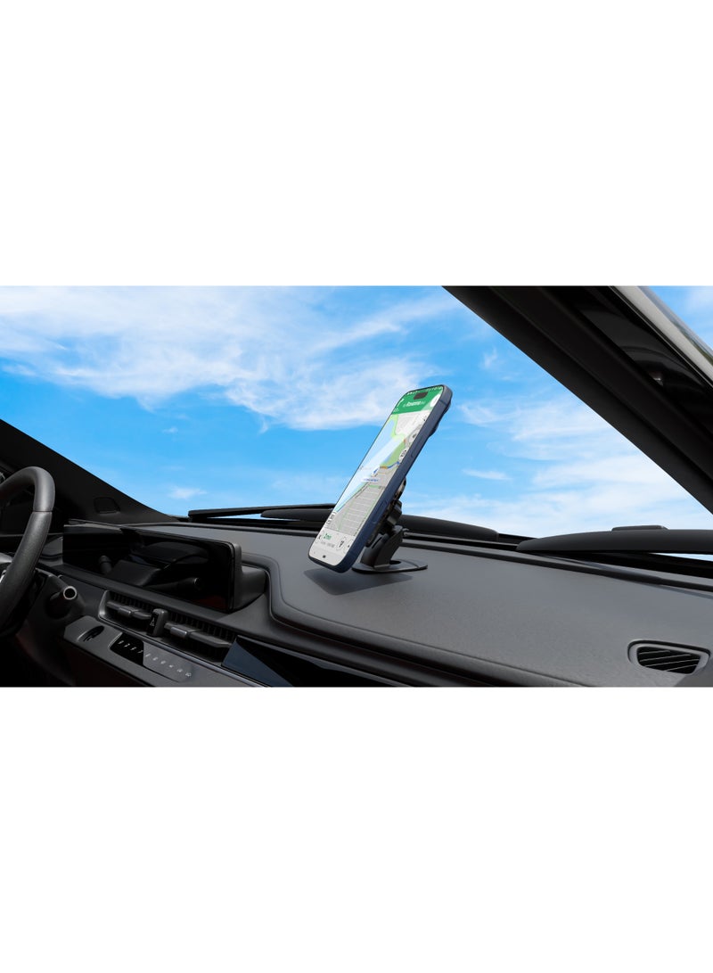 porodo Magnetic Car Phone Mount, MagSafe Car Phone Holder, Mag Safe Strong Magnetic Holder with x20 N52 Magnets, Anti Slip Base, Horizontal & Vertical Viewing, Compact Design, Easy to Use - Black - Image 2