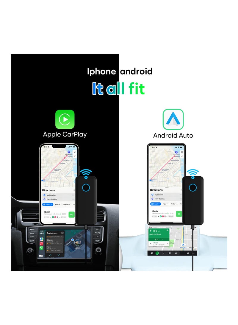 SYOSI محول CarPlay اللاسلكي ومحور Android Auto اللاسلكي 2 في 1، يحول Carplay و AA السلكي إلى لاسلكي، وظيفة إعادة الاتصال التلقائي، سهل الاستخدام، يناسب السيارات من 2016 وما فوق و iPhone و Android - Image 3