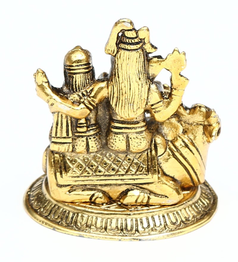 CHHARIYA CRAFTS Metal Shiv Parivar/Shiva Parvati and Ganesha and Kartik Idol Lord Shiva Sitting On Nandi Decorative Showpiece - 10 cm (Metal, Gold) - Image 4