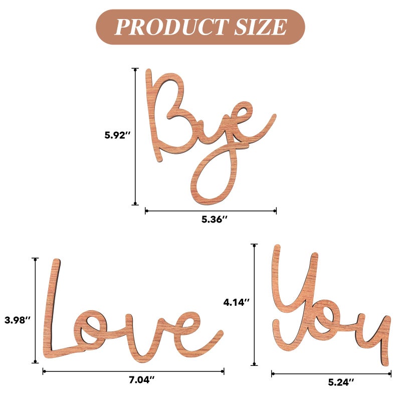 Dripykiaa Love You Bye Wood Sign Decor Decor Boho Decor 21.6 Wood Grain Wall Decor - Image 2