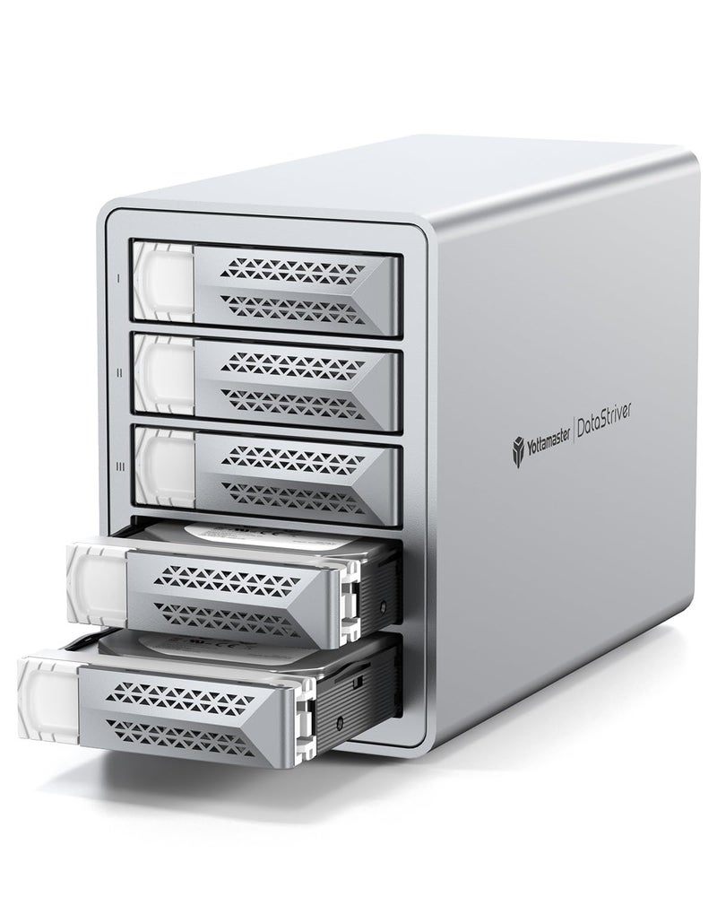 Yottamaster 5 Bay Hard Drive Enclosure, 10Gbps Daisy-Chain 5 Bay DAS, Aluminum USB C DAS Enclosure Support 110TB (5x22TB), Max Up to 330TB for 2.5" & 3.5" SATA HDD/SSD (Diskless) VN500C3 - Image 1