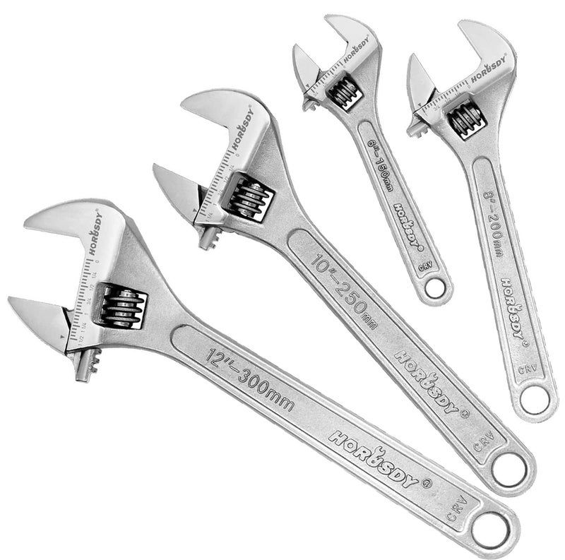 HORUSDY 4-Piece Adjustable Wrench Set, CR-V Steel, Adjustable Wrenches Set(6-inch, 8-inch, 10-inch, 12-inch) - Image 1
