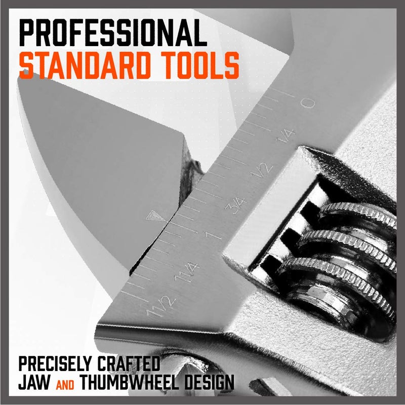 HORUSDY 4-Piece Adjustable Wrench Set, CR-V Steel, Adjustable Wrenches Set(6-inch, 8-inch, 10-inch, 12-inch) - Image 3