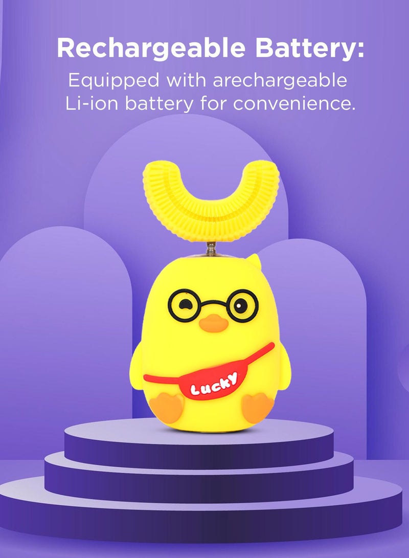 AFRA فرشاة أسنان كهربائية سوبر كلين يو جونيور صفراء، قابلة للشحن، 2 وضع للتنظيف، للأطفال من عمر 2-8 سنوات، ضمان لمدة 2 سنة-601205 - Image 3