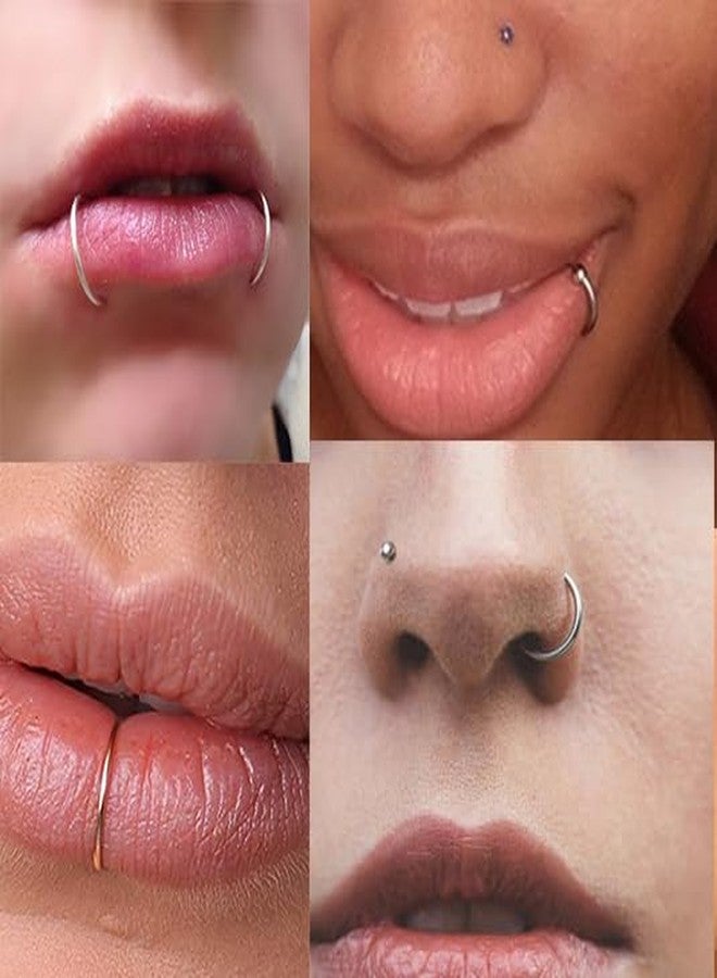 QWALIT Fake Nose Ring Fake Lip Piercing Fake Lip Ring Fake Nose Ring Hoop Fake Snake Bites Fake Lip Piercings Faux Lip Rings Fake Nose Piercing Clip on Nose Ring Spring, Metal, stainless-steel - Image 3