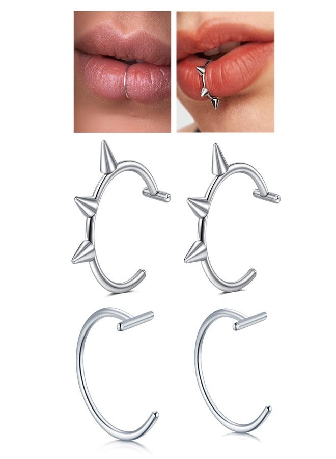QWALIT Fake Nose Ring Fake Lip Piercing Fake Lip Ring Fake Nose Ring Hoop Fake Snake Bites Fake Lip Piercings Faux Lip Rings Fake Nose Piercing Clip on Nose Ring Spring, Metal, stainless-steel - Image 2