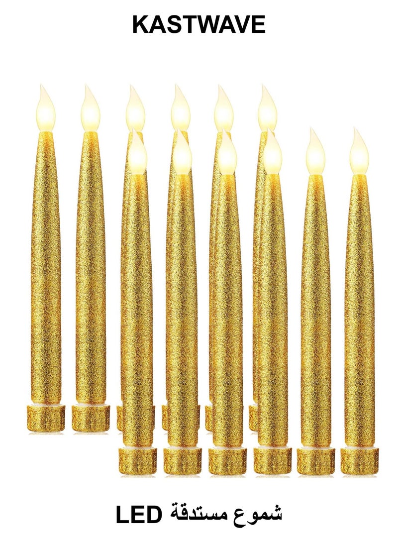 KASTWAVE LED Taper Candles, 12 Pcs 19cm Long LED Flameless Flickering Window Candles Battery Operated White Candle Sticks for for Home, Restaurant, Wedding, Display Stand Ornaments Decor - Image 1