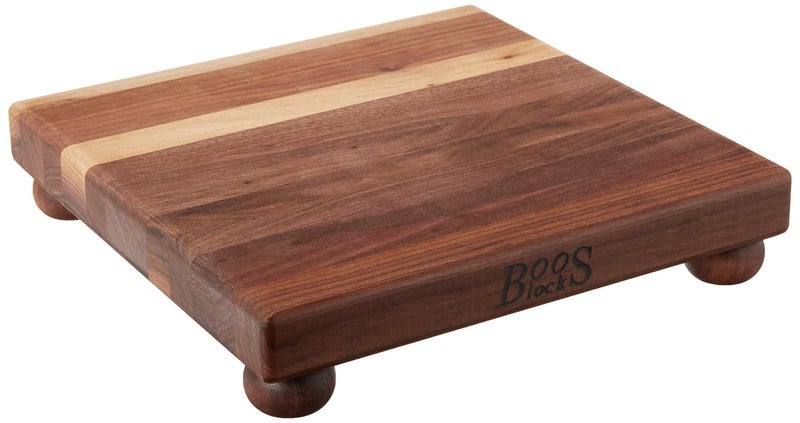 John Boos B Series Square Wooden Walnut Cutting Board 12â€x12â€ â€“ 1.5â€ Thick, 5-lb Non-Reversible Butcher Block with Wood Bun Feet & Edge-Grain - Image 4