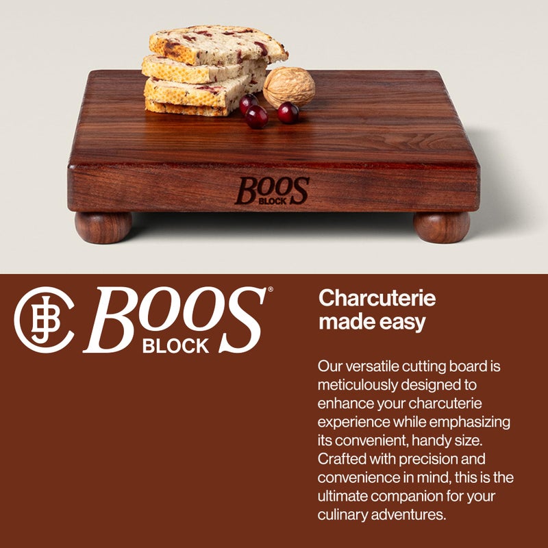 John Boos B Series Square Wooden Walnut Cutting Board 12â€x12â€ â€“ 1.5â€ Thick, 5-lb Non-Reversible Butcher Block with Wood Bun Feet & Edge-Grain - Image 5