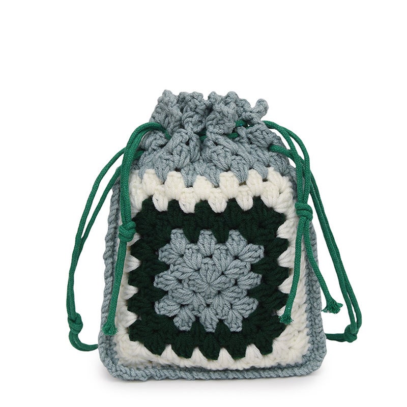 Compact Knitted Contrast Check Small Lucky Bag Ladies Mobile Phone Bag 25 New Shoulder Messenger Bag Bag