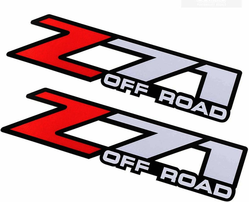2Pc Z71 Off Road Decals Stickers Emblem Replacement for Silverado Z71 20012006 Bed Side 1500 2500 HD Silver Red