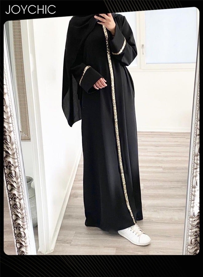 Joychic Women Chiffon Abaya Muslim Prayer Clothes Islamic Maxi Kaftan Elegant Loose Cardigan Islamic Kaftan  - Image 1