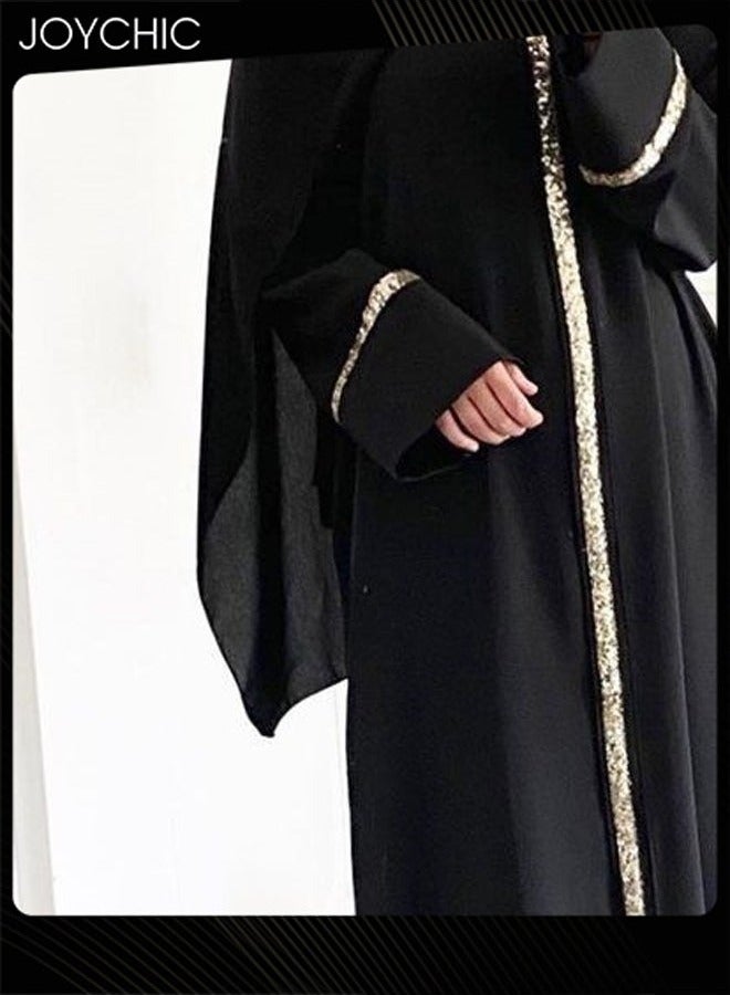 Joychic Women Chiffon Abaya Muslim Prayer Clothes Islamic Maxi Kaftan Elegant Loose Cardigan Islamic Kaftan  - Image 2