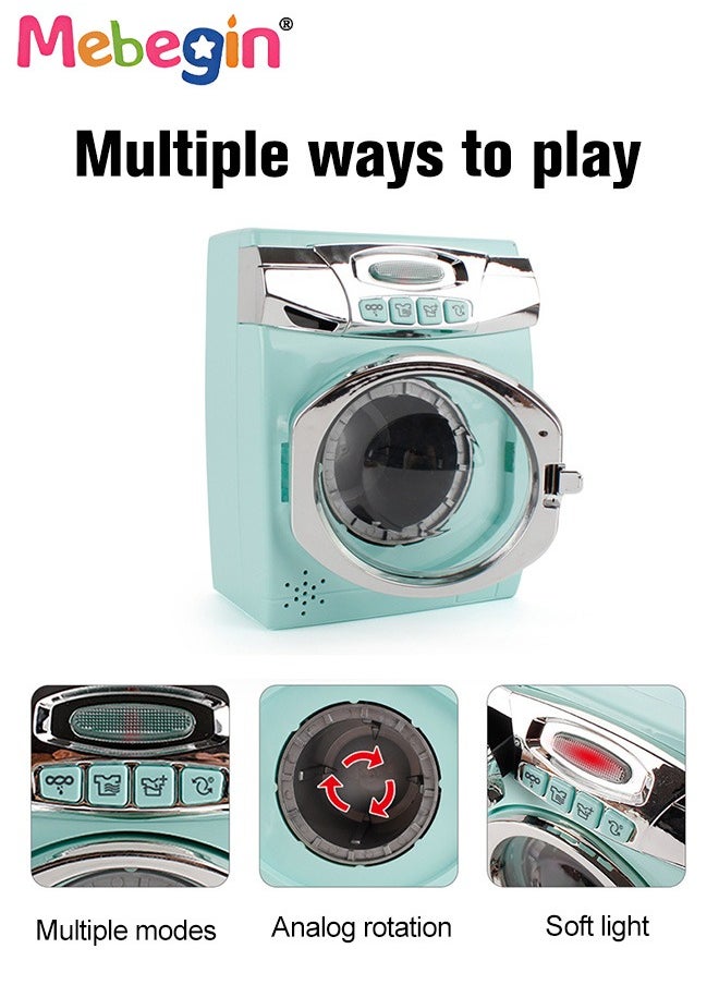 MEBEGIN - Kids' Washing Machine with Realistic Sounds, Interactive Toy Laundry Machine, Creative Cleaning Toy Set, Play House Toy, Ideal Gift for Kids, 3 AA Batteries Required(Not Included), 13.5*8.5*17.5cm - Image 1
