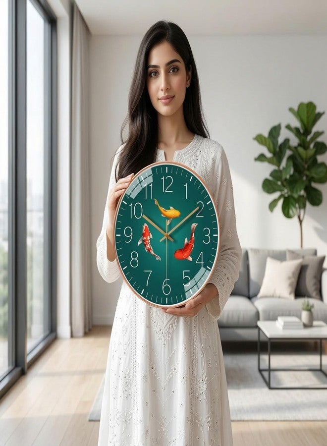 Arabs Modern Silent Non-Ticking Wall Clock 12 Inch - Stylish Designer Analog Clock for Living Room, Bedroom, Office & Kitchen | Decorative Wall Clock for Home Decor (Tri Fish) - Image 3