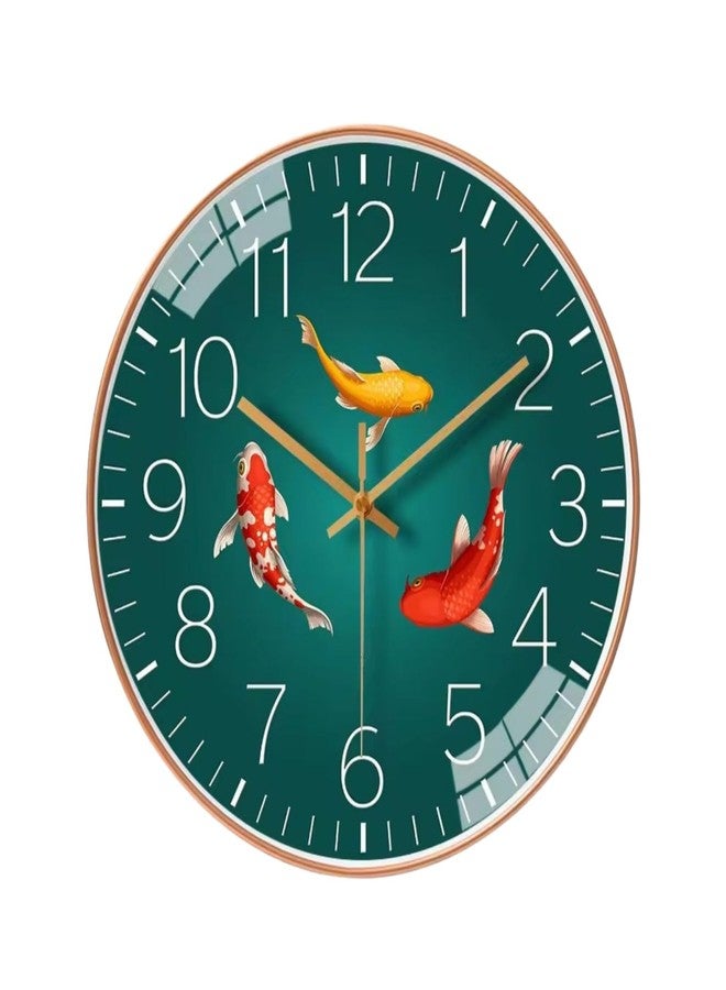 Arabs Modern Silent Non-Ticking Wall Clock 12 Inch - Stylish Designer Analog Clock for Living Room, Bedroom, Office & Kitchen | Decorative Wall Clock for Home Decor (Tri Fish) - Image 1