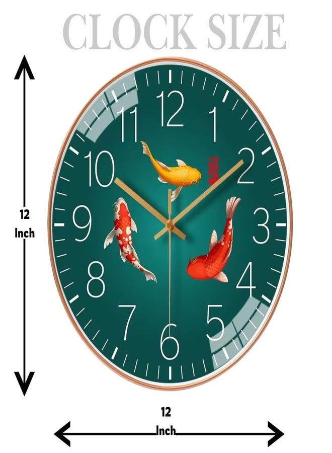 Arabs Modern Silent Non-Ticking Wall Clock 12 Inch - Stylish Designer Analog Clock for Living Room, Bedroom, Office & Kitchen | Decorative Wall Clock for Home Decor (Tri Fish) - Image 5
