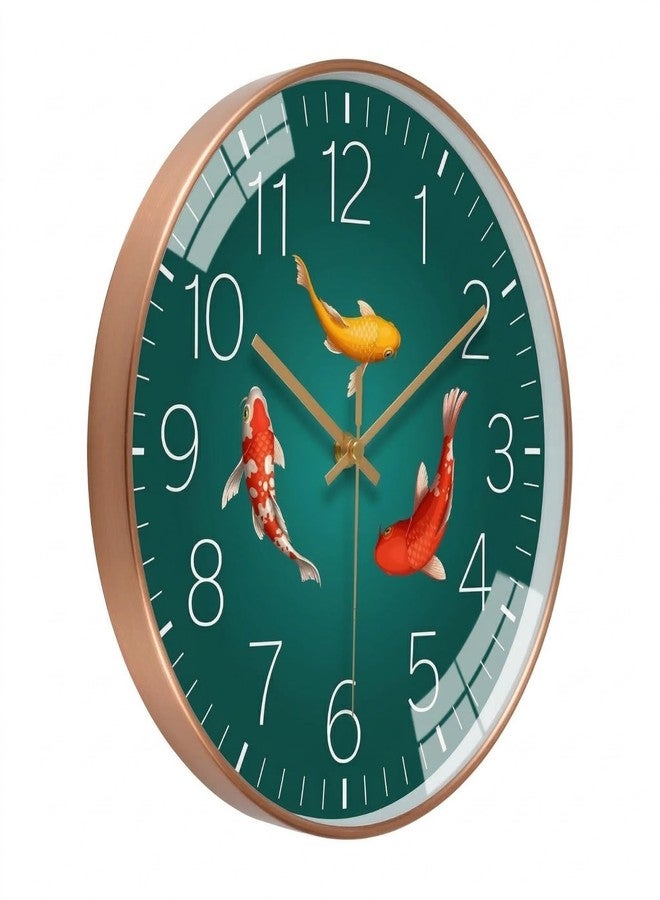 Arabs Modern Silent Non-Ticking Wall Clock 12 Inch - Stylish Designer Analog Clock for Living Room, Bedroom, Office & Kitchen | Decorative Wall Clock for Home Decor (Tri Fish) - Image 2