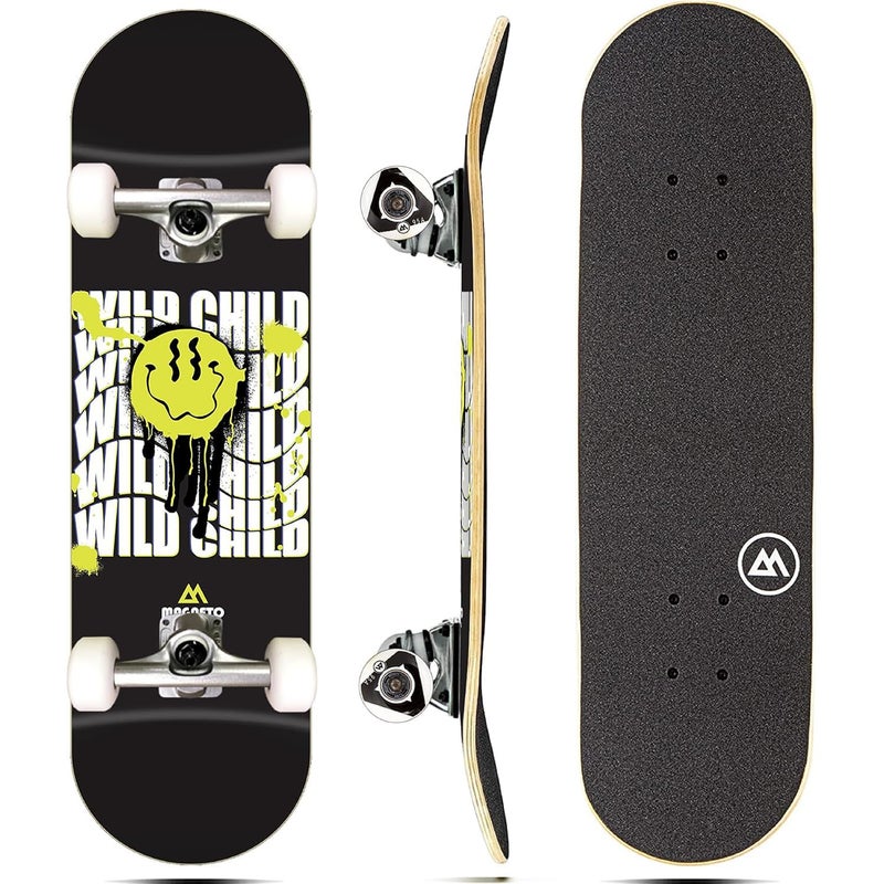 Magneto Maple Wood Complete Skateboard - Quality Skateboard for Kids - Wide Deck for Adult Men - Kids 27.5in x 7.75in, Wild Child - Image 1