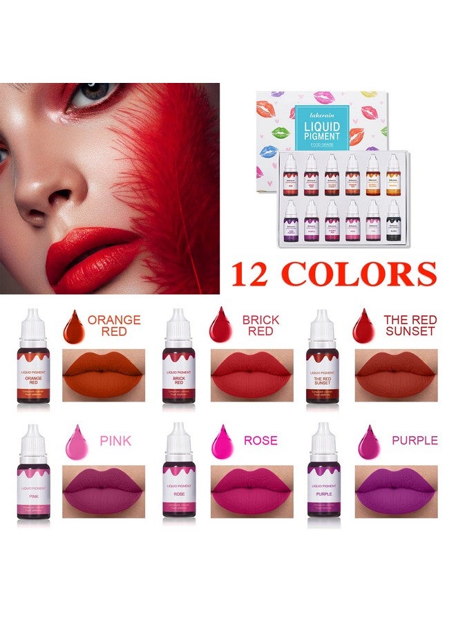 QIUFSSE 12 Colors DIY Lip Gloss Pigment Set，Liquid Pigment for Lip Gloss Natural Multifunctional High Color Rendering Red Warm Color Pigment for Lip Gloss Making-Set A - Image 2