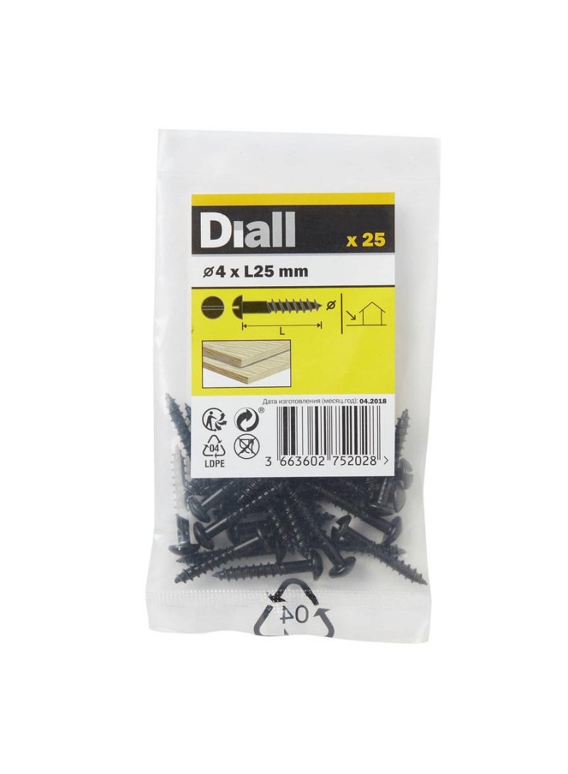 Dial Carbon Steel Dome Wood Screw Pack4X25Mm 25Pc