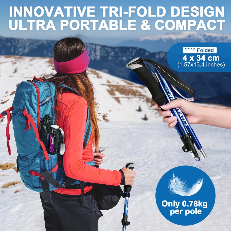 Covacure Trekking Poles Collapsible Hiking Poles - Aluminum Alloy 7075 Trekking Sticks with Quick Lock System, Telescopic, Collapsible, Ultralight for Hiking, Camping & Backpacking - Image 2