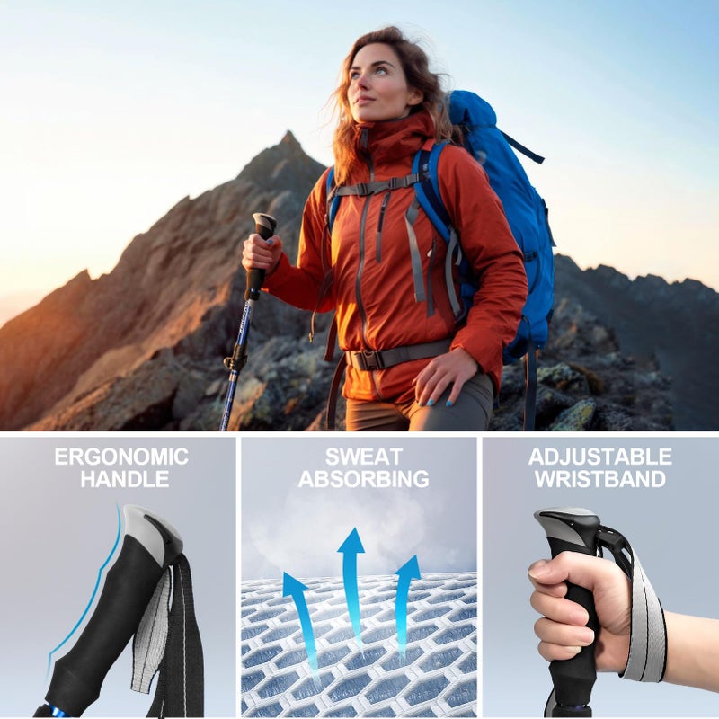Covacure Trekking Poles Collapsible Hiking Poles - Aluminum Alloy 7075 Trekking Sticks with Quick Lock System, Telescopic, Collapsible, Ultralight for Hiking, Camping & Backpacking - Image 4